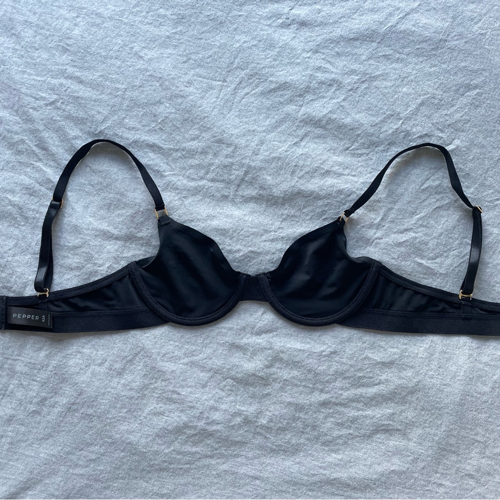 Pepper Unlined Black Sheer Bra size 32A